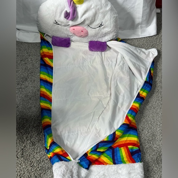 Happy Nappers Plush Unicorn Pillow with Rainbow Accent Sleeping Bag - Picture 6 of 7